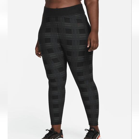 Nike Pro plaid super soft mid rise tight full length leggings plus size 2X new - Picture 1 of 15